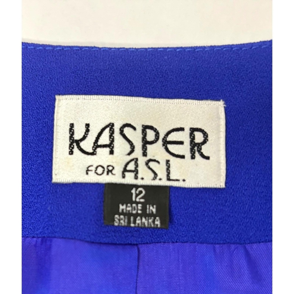 Kasper for ASL Royal Blue Button Front Sheath Dress Vintage Gold Buttons Size 12 - Picture 3 of 15